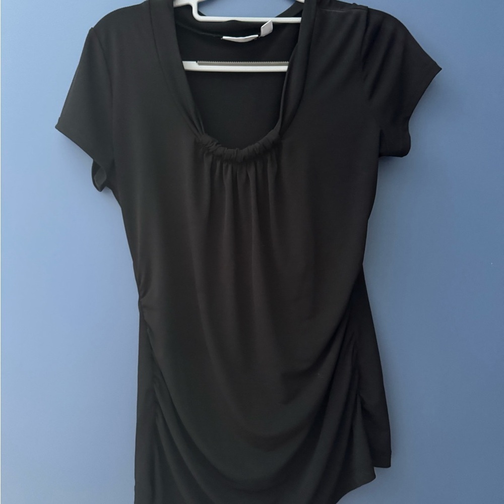 New York & Company Black Short Sleeve Top
